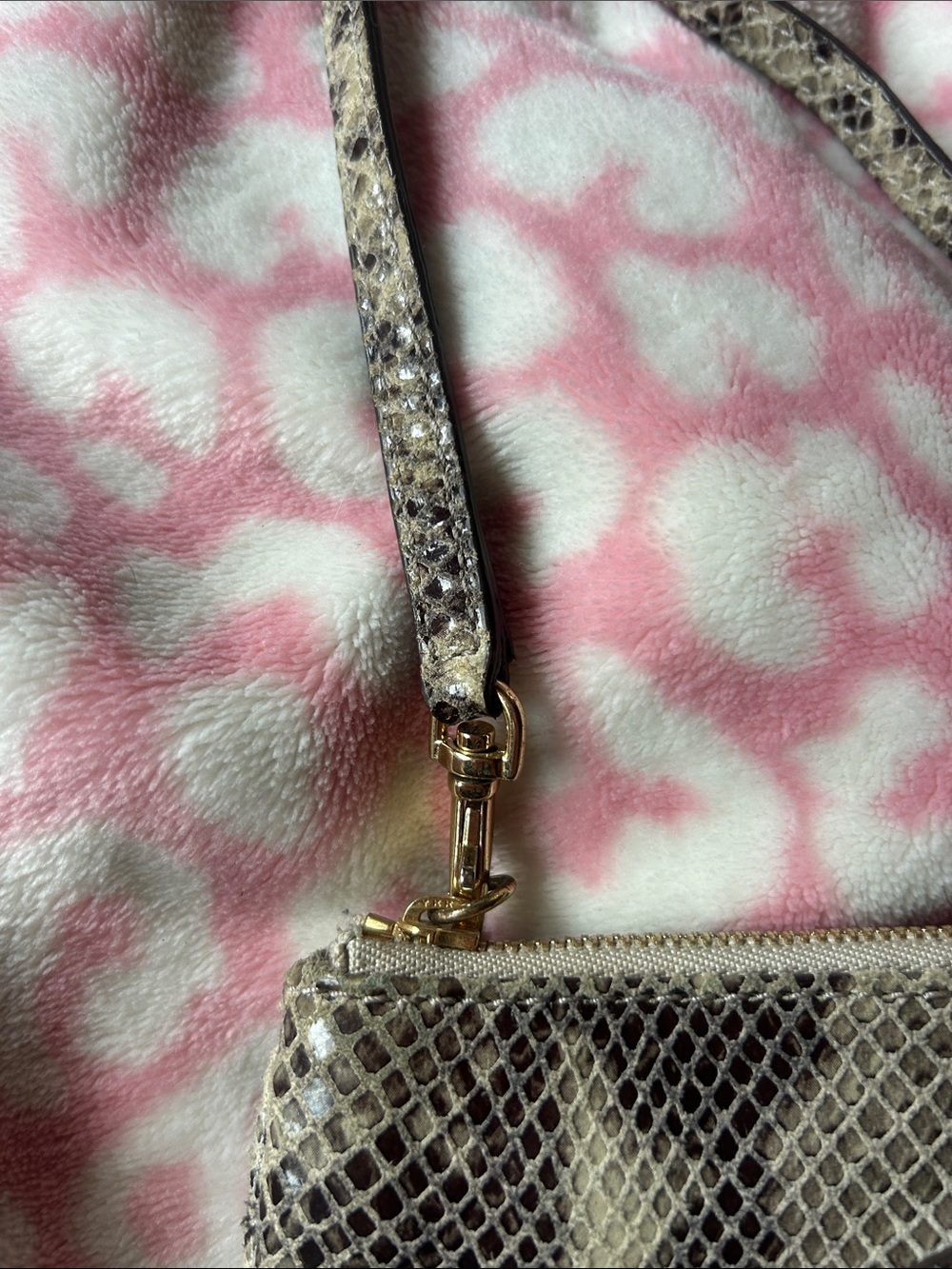 Michael Kors Olive Snake-Print Wristlet with Gold MK Logo - Picture 3 of 5
